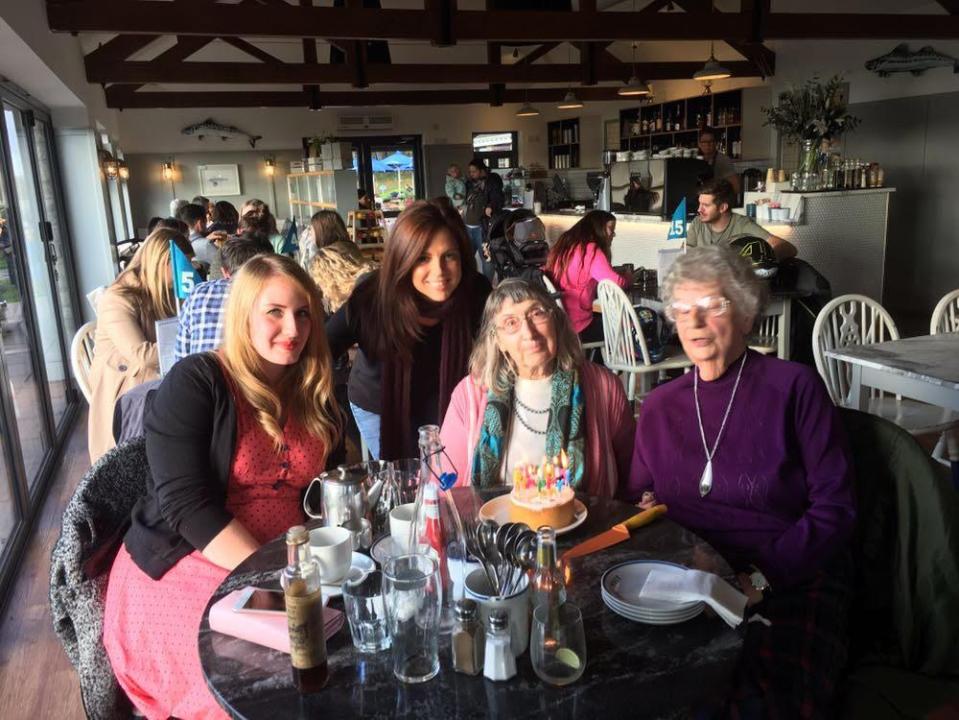  Taylor, with fellow volunteer Kat and two members of Taylor's weekly get together Irene and Chloe. The group were celebrating Irene's birthday