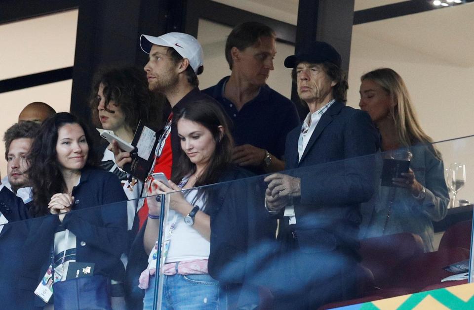  Mick Jagger has been pictured watching England from the stands after the Three Lions took an early lead