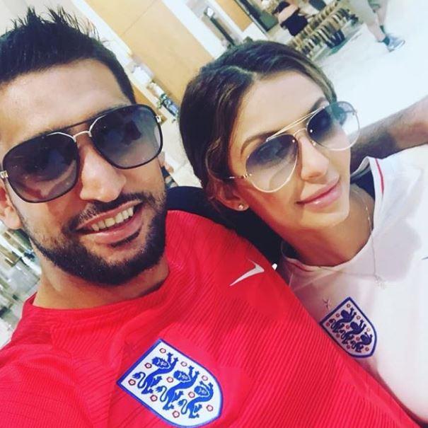  I'm A Celebrity's Amir Khan put on his shirt to cheer on the boys with his wife Faryal Makhdoom