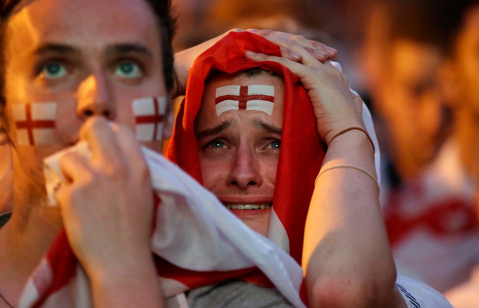  Supporters up and down the country held their heads in their hands as England struggled to get a foothold in the game and were knocked out