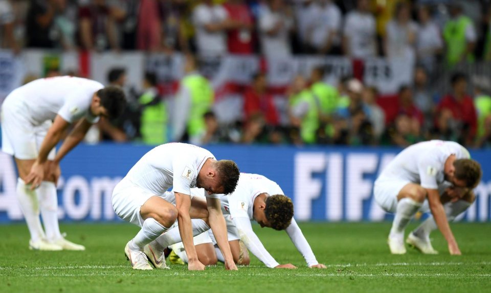  England players were distraught at full-time in Moscow