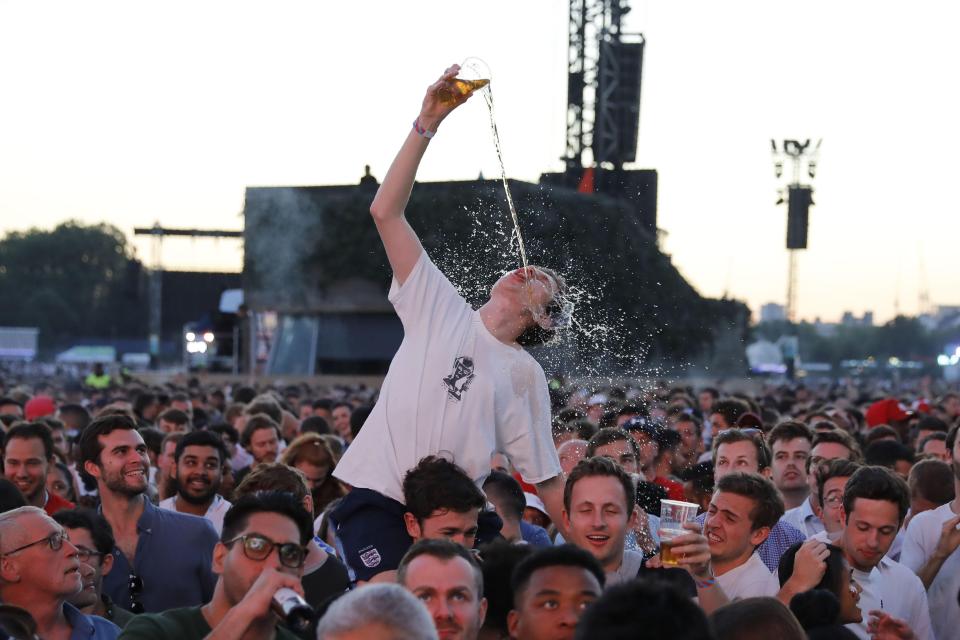  One fan drowns himself in beer during the England and Croatia match