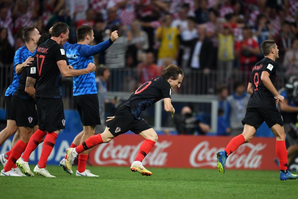  Croatia celebrate after securing their place in the World Cup final