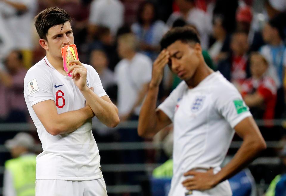  Harry Maguire and Jesse Lingard show the pain of defeat to Croatia