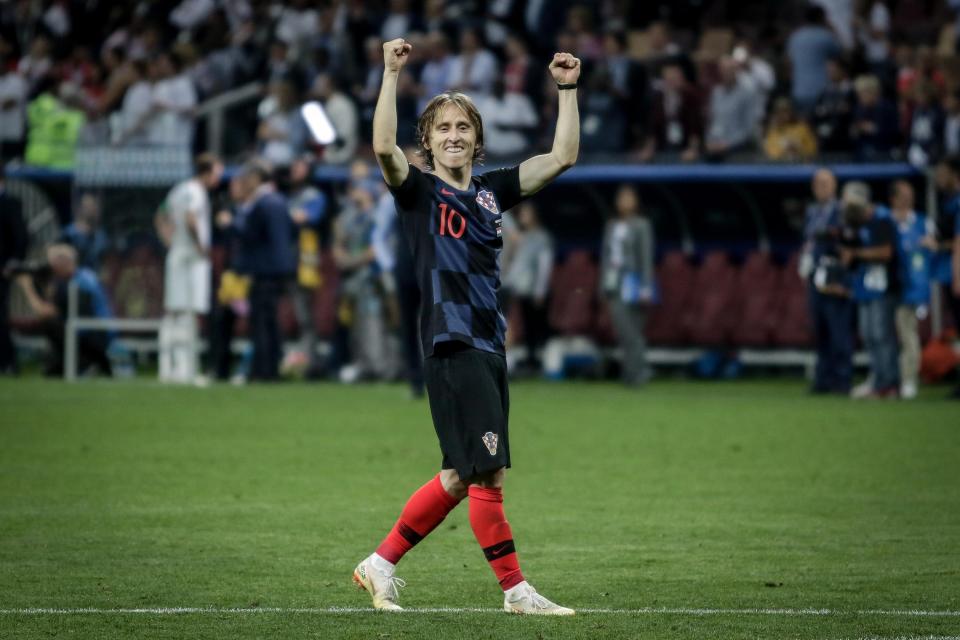  Luka Modric celebrates after guiding Croatia into the World Cup final