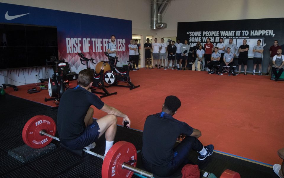  The England manager spoke to them at the ForRestMix Hotel in Repino