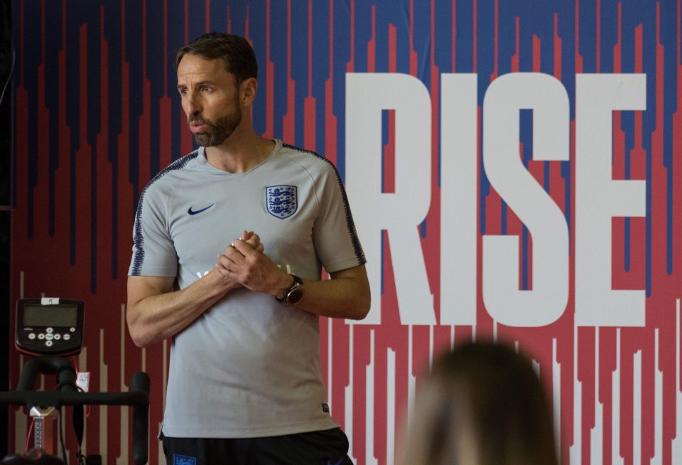  Gareth Southgate addresses the team and back room staff