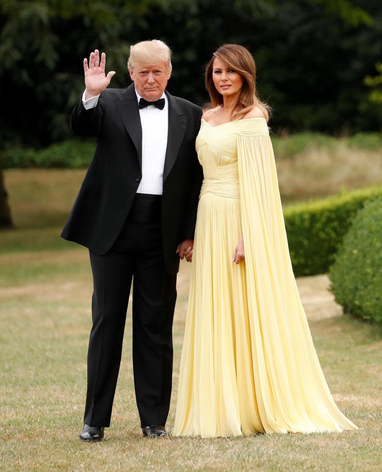  Donald Trump and Melania arriving for Blenheim Palace dinner