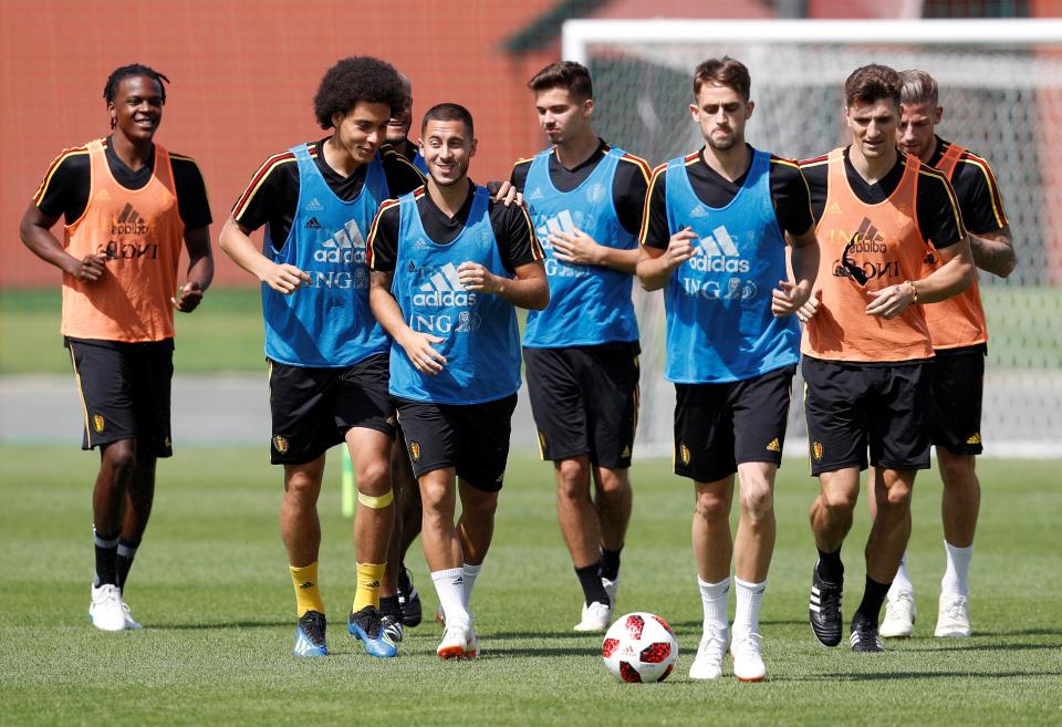  The Belgium squad in training on Friday