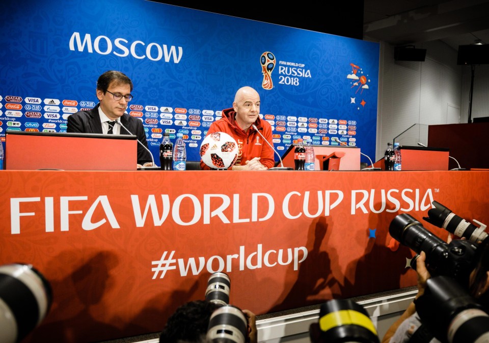 Gianni Infantino was speaking at the Fifa press conference this morning at the Luzhniki Stadium in Moscow