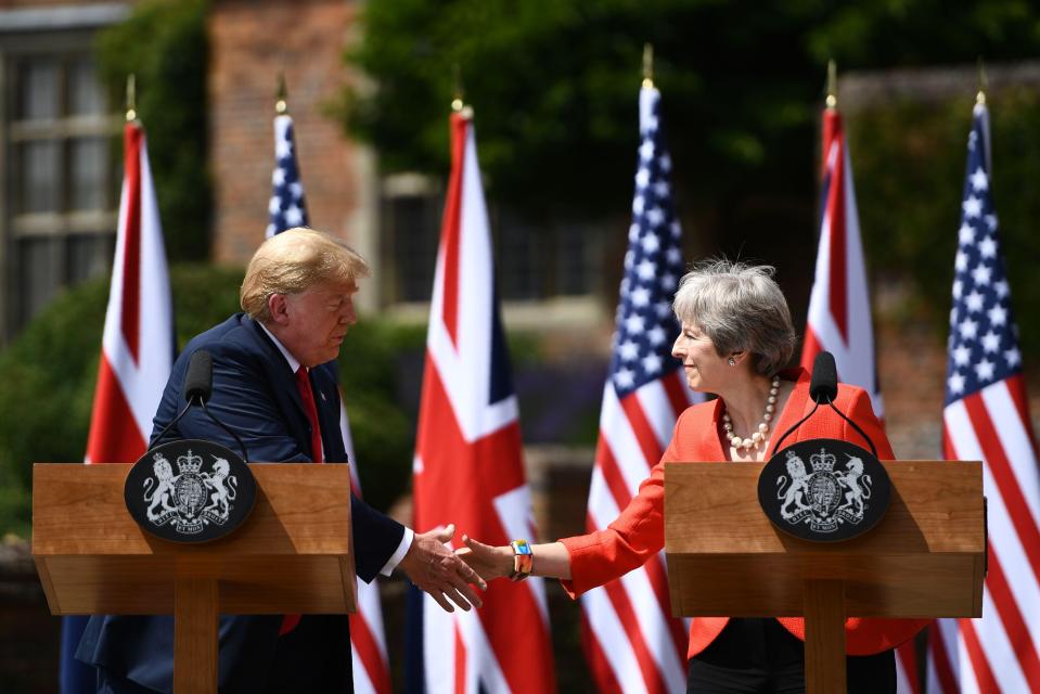  President Trump held a press conference with Theresa May today, where he hailed the PM and said 'whatever you do' with Brexit is fine with him