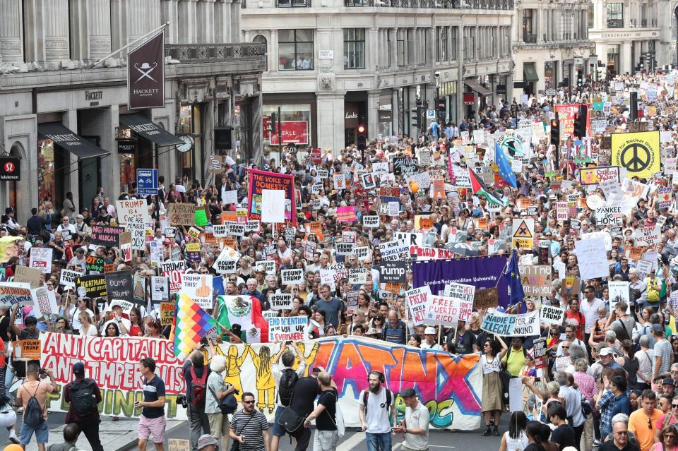  A sea of demonstrators marched through the capital's streets