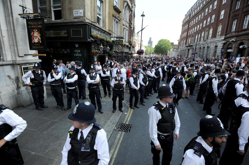  A heavy police presence has been deployed to ensure the protest doesn't turn ugly