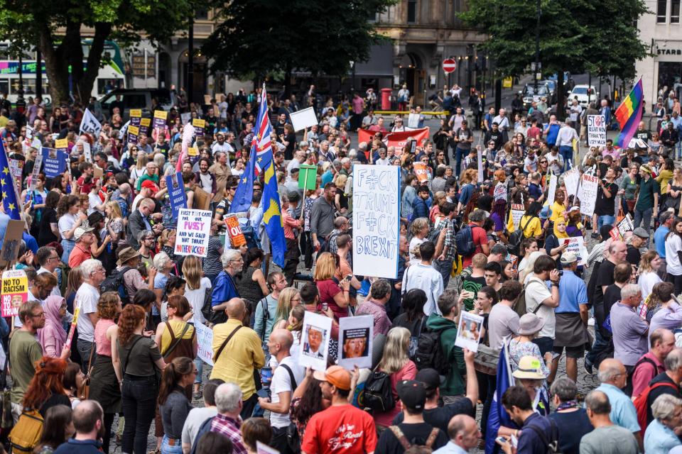  Protesters turn out in force in Manchester for an anti-Trump demo