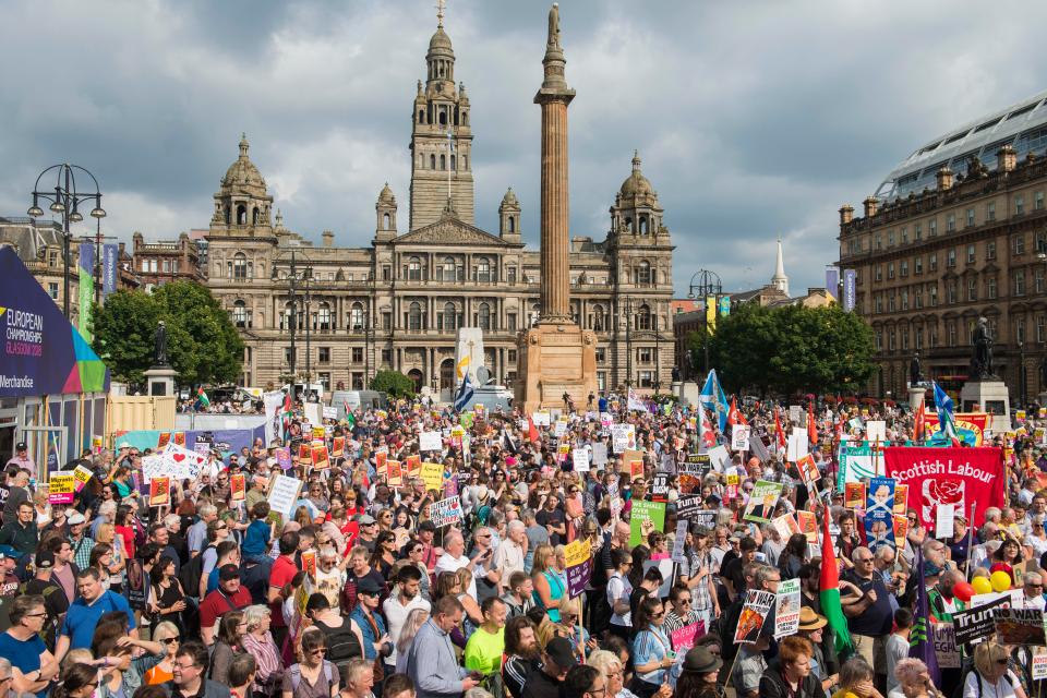  Crowds flooded George Square in Glasgow this evening