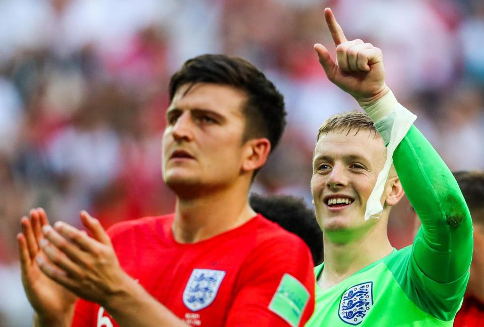  Harry Maguire and Jordan Pickford soaked up the atmosphere following their defeat to Belgium