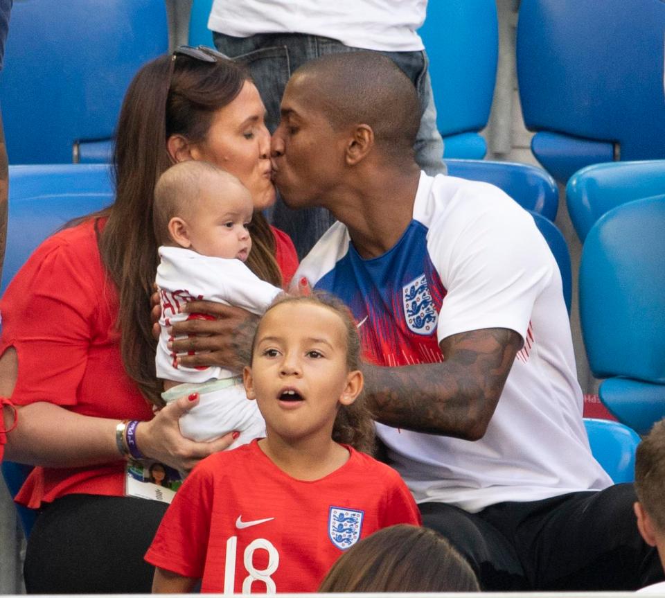  Ashley Young greeted his wife Nicky with a kiss