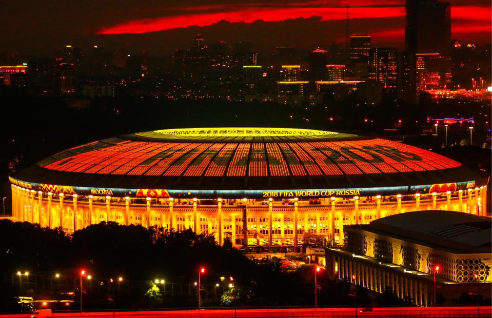  Luzhniki Stadium lit up for the final