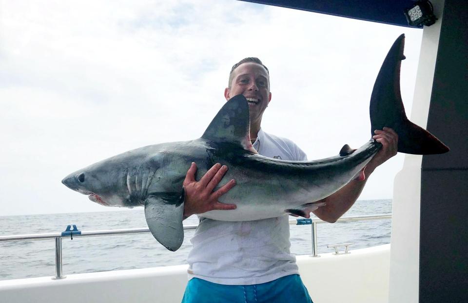  Toby Basset was the first to hook a shark within an hour of the trip starting