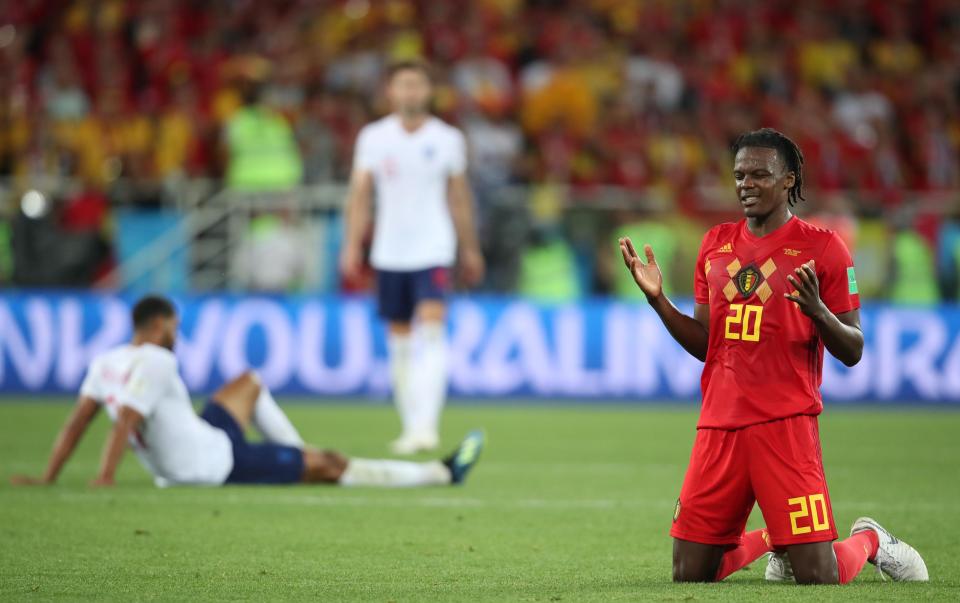  Belgium star Dedryck Boyata celebrates after beating England in the group stage