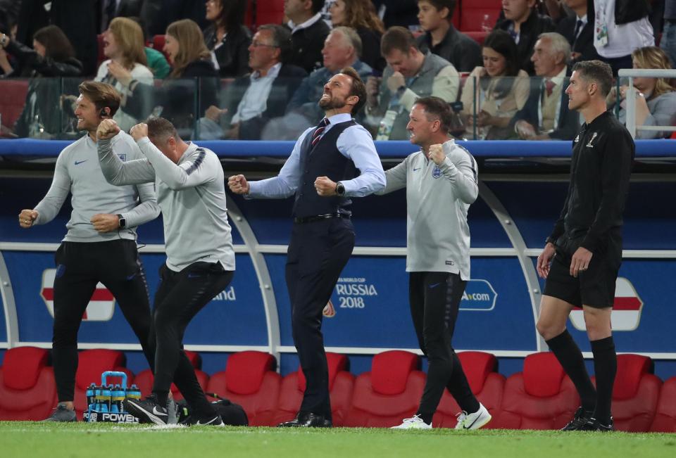  Gareth Southgate celebrates England's momentous win over Colombia