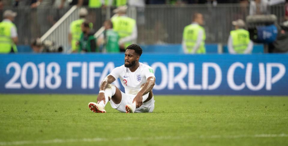  Danny Rose is dejected after England's semi-final defeat to Croatia