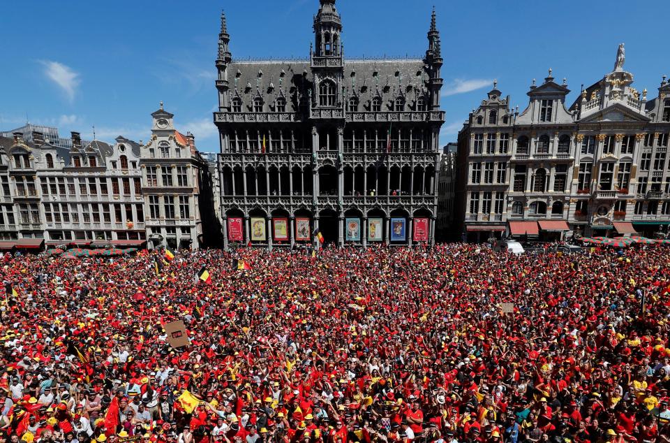  A red sea is ready to greet the Belgium squad when they emerge