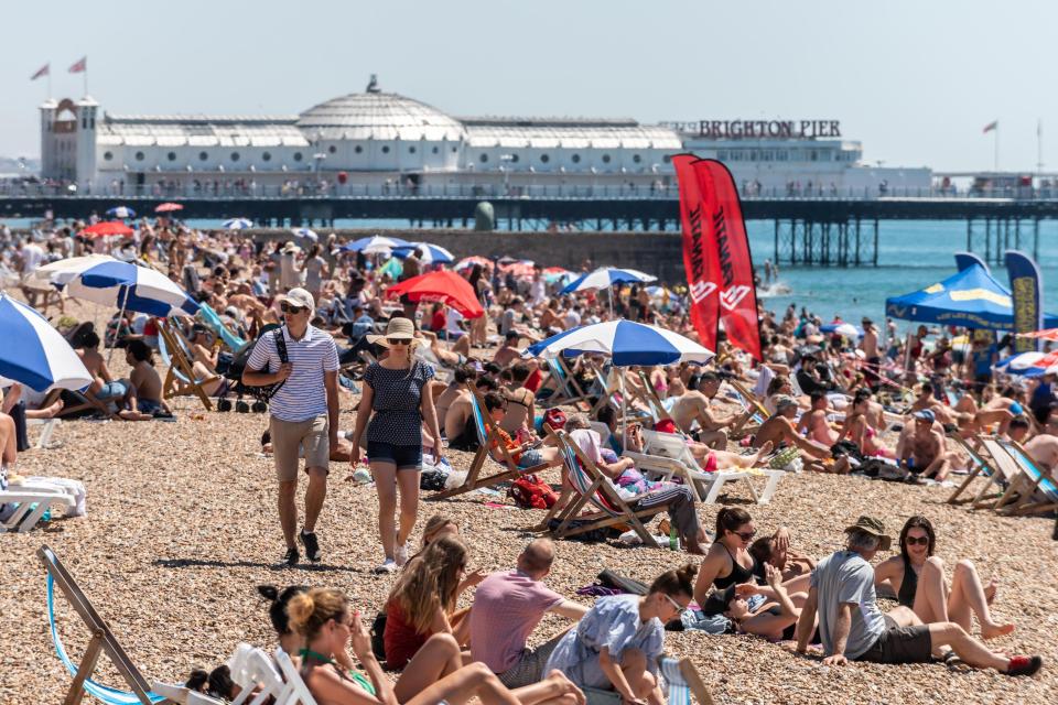  People flocked to the beach in Brighton on Sunday