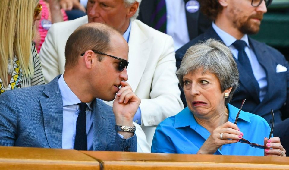  Theresa May, pictured with Prince William at Wimbledon, could face a Tory rebellion of 20 Eurosceptic MPs