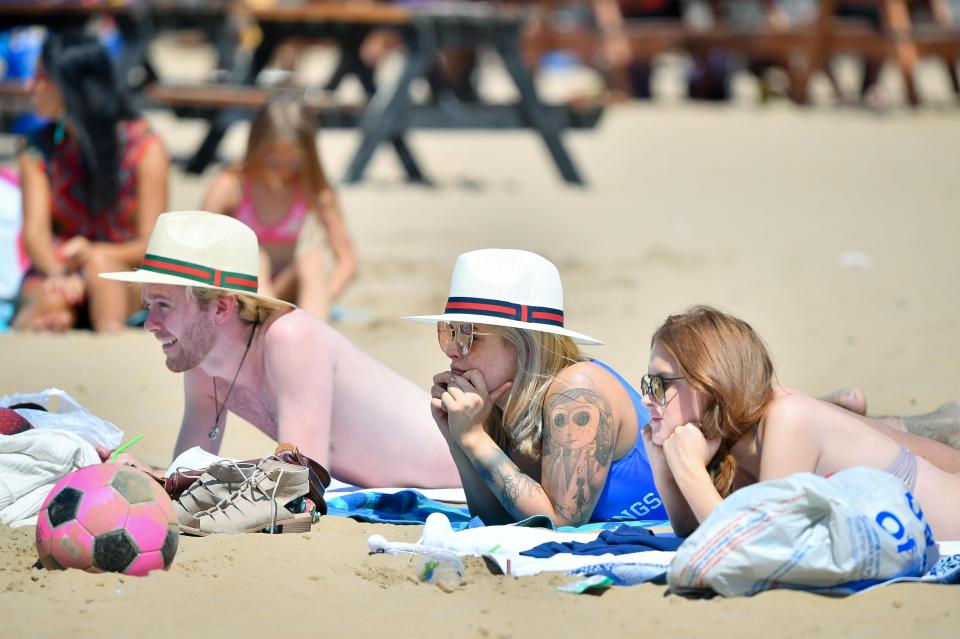  People sunbathed on the beach at Weston-super-Mare in Somerset on Sunday