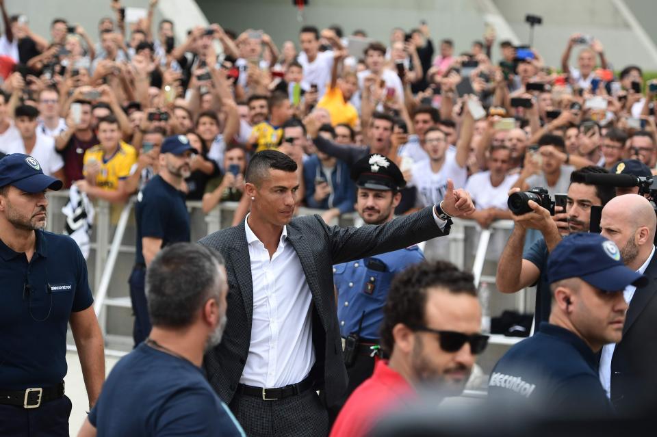  Cristiano gave the thumbs up to Juventus fans as they get set to cheer him on next season