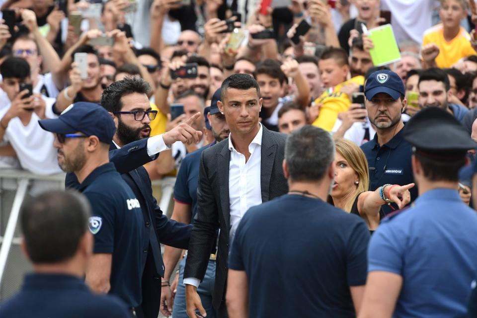  Huge crowds gathered to see the five-time Ballon d'Or winner emerge at the Allianz Stadium