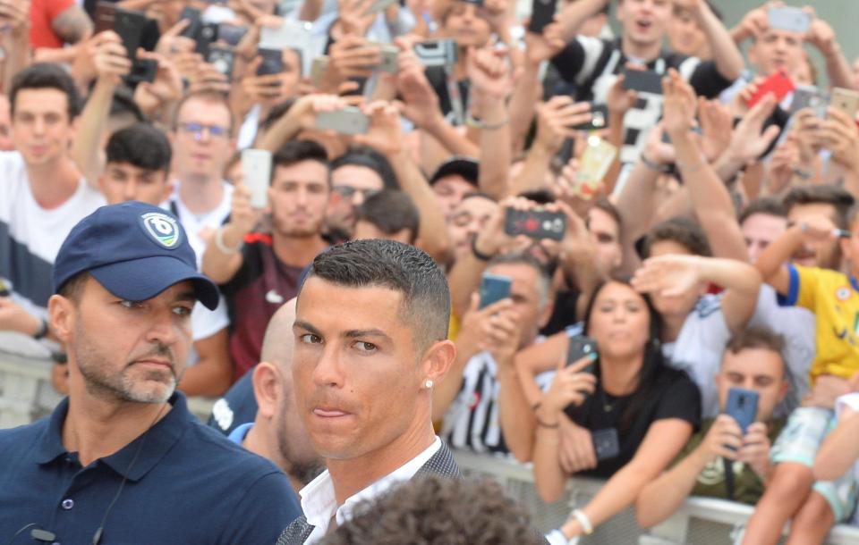  Supporters were 20 deep as they waited by the barriers at the Allianz Stadium medical centre, ready for Ronaldo's arrival