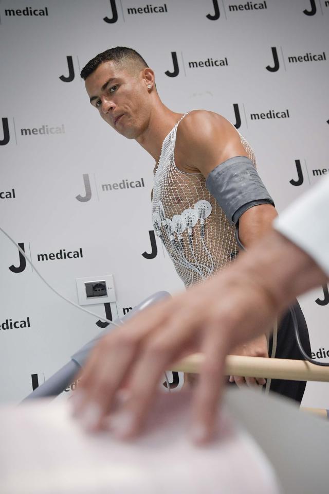  Cristiano Ronaldo was hooked up to the medical equipment as he looked to complete his move to Juve