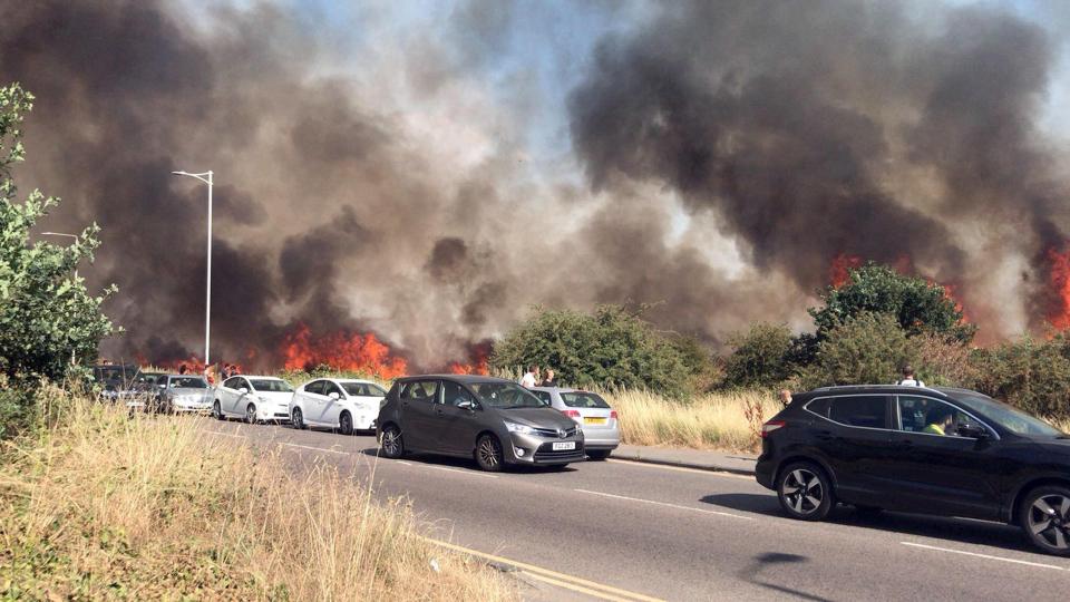  Rain will be welcomed in areas such as the 'tinder-dry' Wanstead Flats in London where firefighters were still battling the fire on Monday