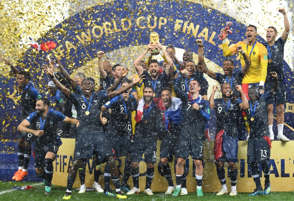 France celebrate winning the World Cup final in Moscow