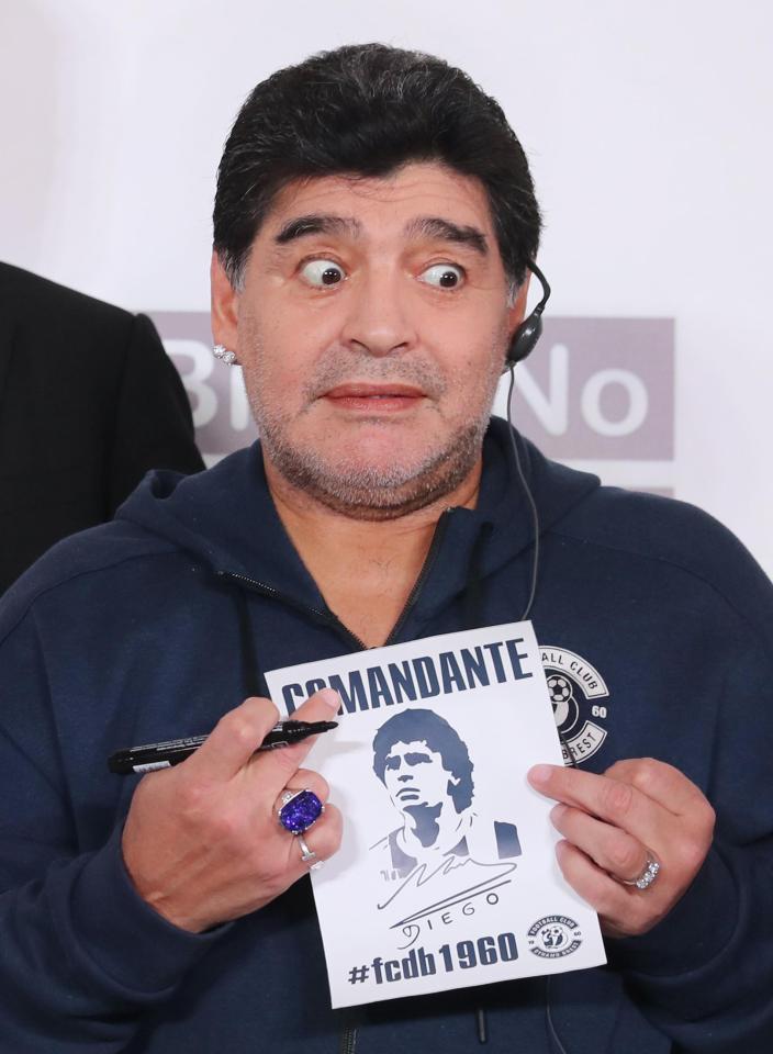  Diego Maradona was his usual quirky self on day one at his new club