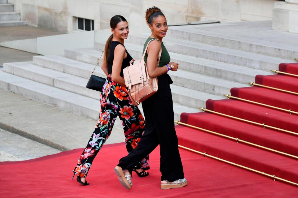  Midfielder Corentin Tolisso's girlfriend Sarah and sister Marine strutted down the red carpet together