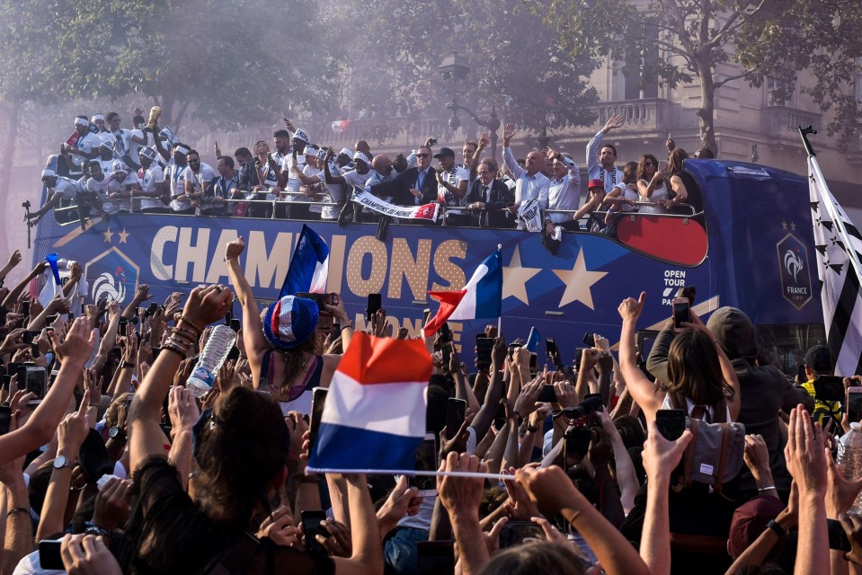 The Elysee Palace reception came after the squad had partied through the streets of Paris as fans came in their droves too see the triumphant Les Bleus