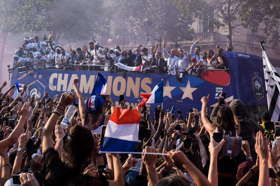  The Elysee Palace reception came after the squad had partied through the streets of Paris as fans came in their droves too see the triumphant Les Bleus