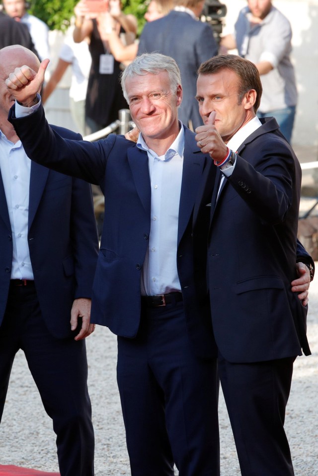 Head coach Didier Deschamps and President Emmanuel Macron were arm in arm