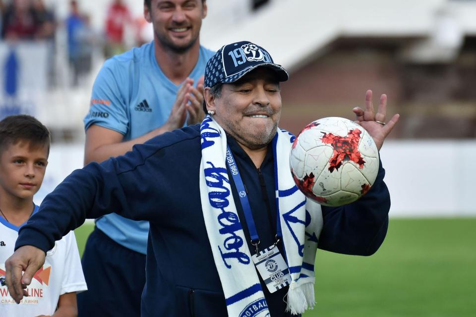  Diego Maradona enjoyed a kickabout as he was introduced to fans