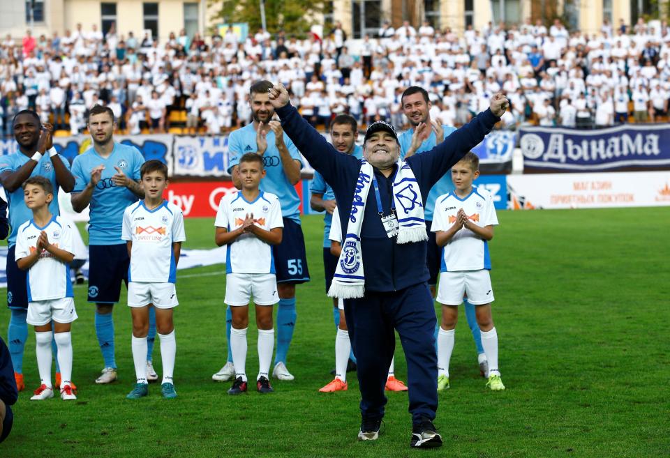  Diego Maradona was welcomed as he took on his new role at Dynamo Brest