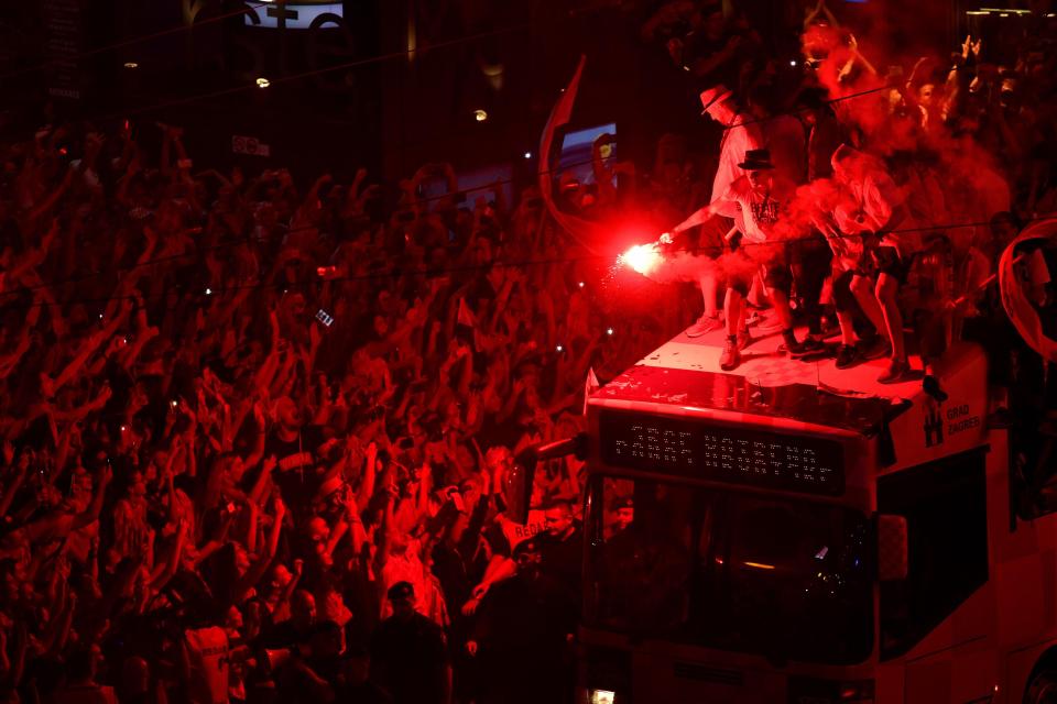  Croatia fans partied long into the night as their heroes returned