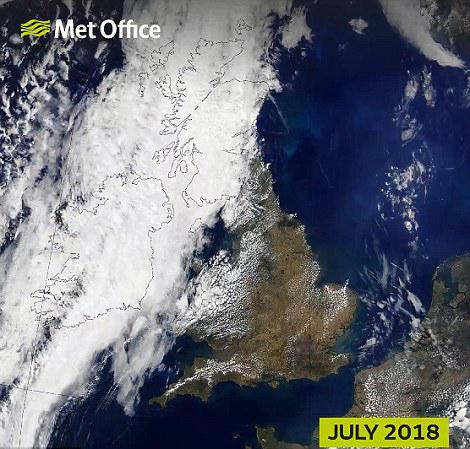 This month, the country looks much paler than in May after the recent heatwave