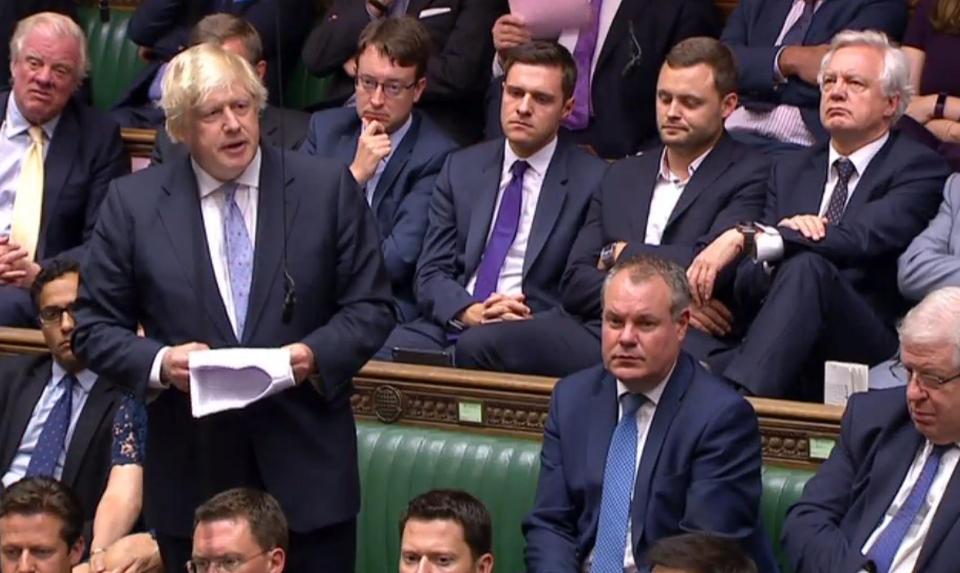  Mrs May was speaking as Boris shredded her plans in front of other MPs