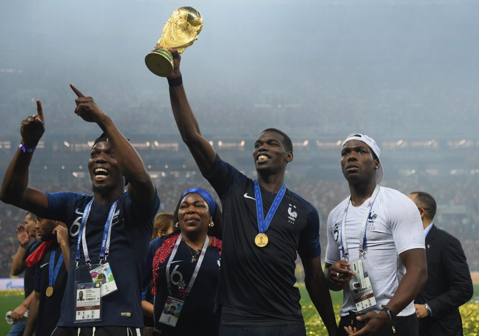 Pogba with his brothers and mother at the Luzhniki Stadium