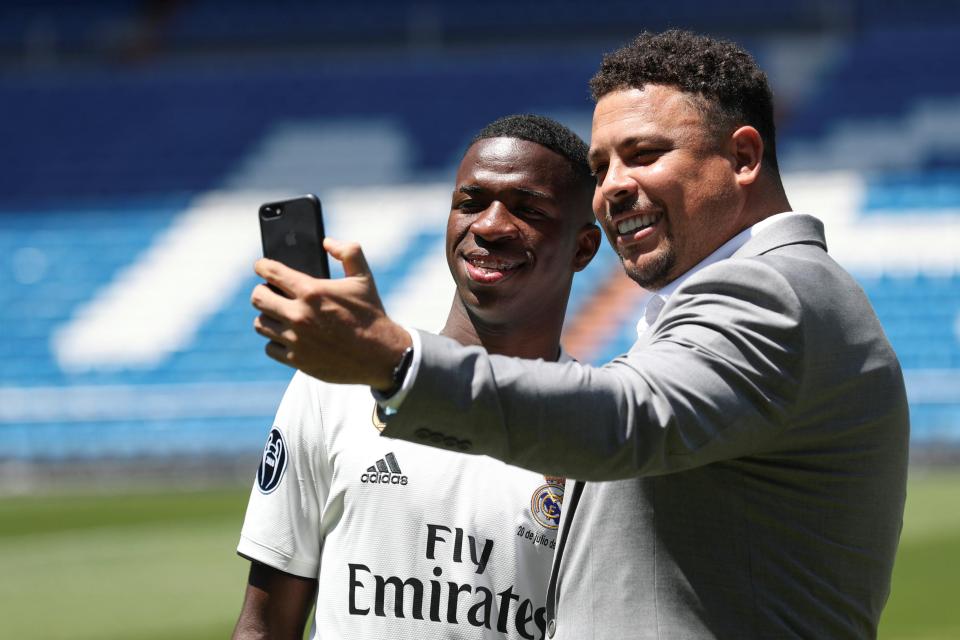  Ex-Real Madrid striker Ronaldo was at the unveiling to grab a selfie with the teenager