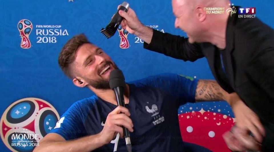 Giroud was trolled on French TV by a presenter with hair clippers