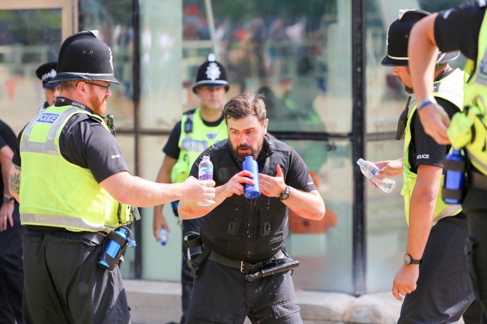  Officers doused themselves in water following the incident